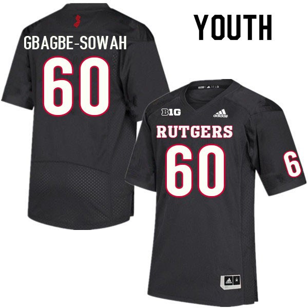 Youth #60 Moses Gbagbe-Sowah Rutgers Scarlet Knights College Football Jerseys Sale-Black - Click Image to Close